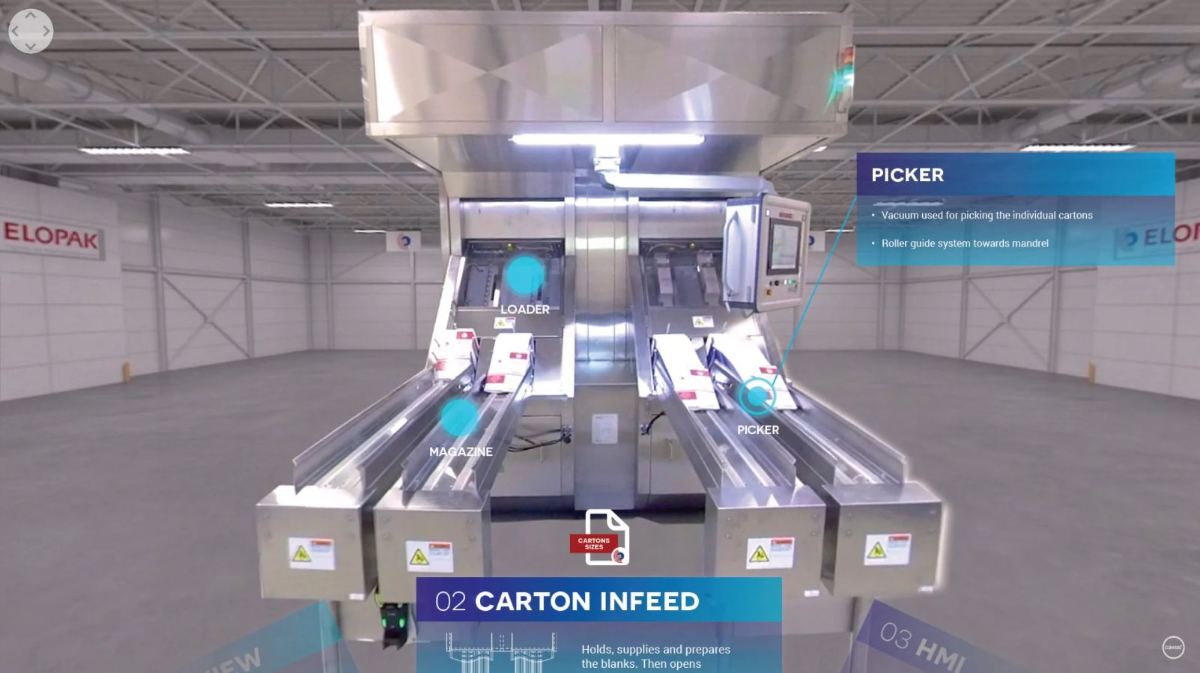 Elopak XR training application on a captured filling machine