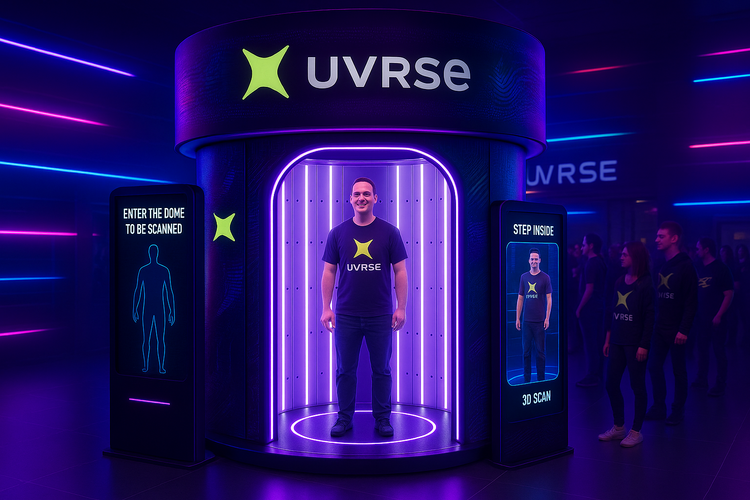 Full-body 360-degree dome scan capturing a person