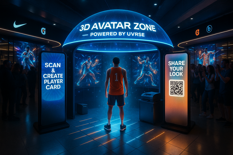 Fan avatar zone — scan to build a personalized 3D player card